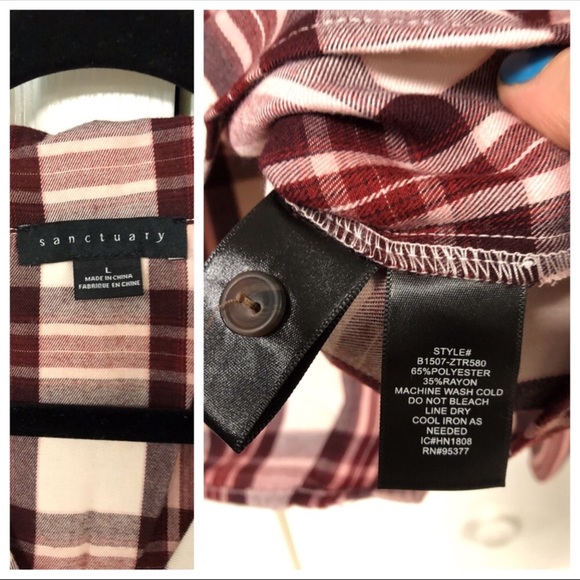 Sanctuary Plaid Flannel Front Tie Top M - Picture 5 of 5
